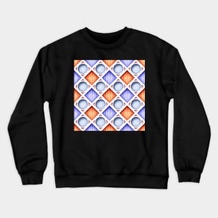 Geometric Pattern, Rhombic Harlequin Motif with Hole Imitation Crewneck Sweatshirt